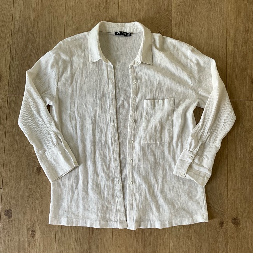 White Button-Up Linen Shirt